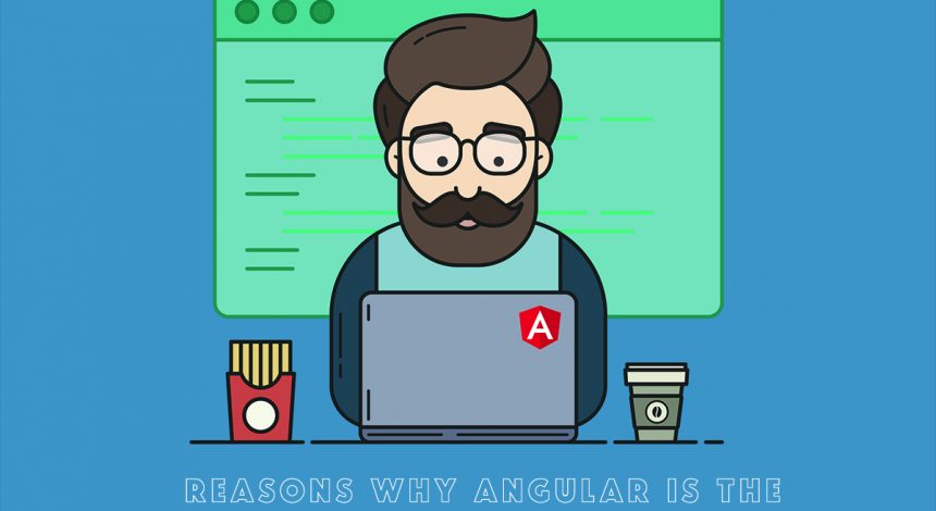 Developer working on the laptop and coding with Angular JS Framework